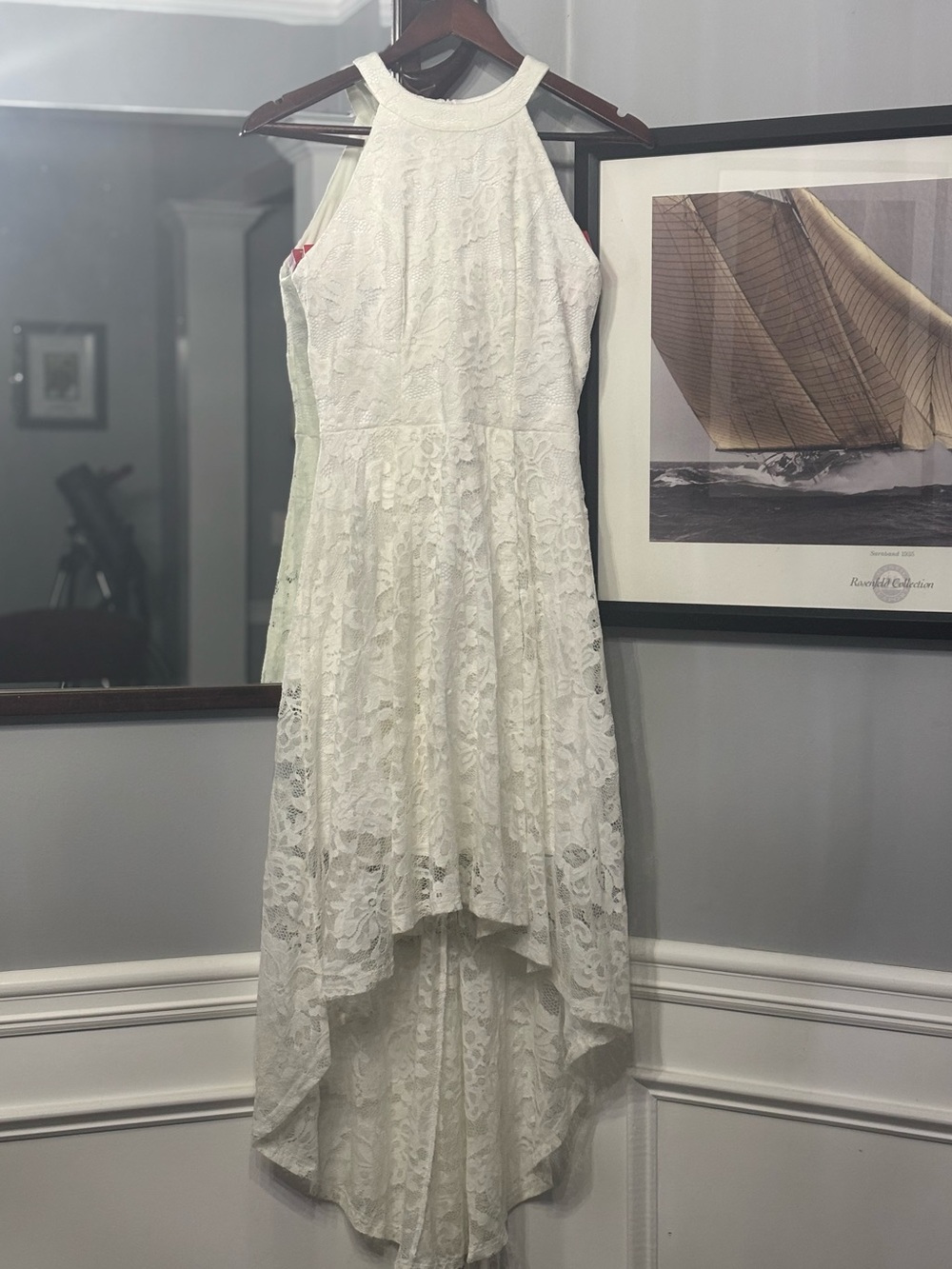Dressystar White Lace High-Low Dress, S - Picture 4 of 5